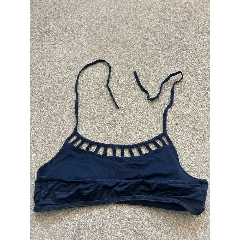 Mossimo Bikini Top Womens Small Navy Blue Excellent Halter Cage Neck Textured - Picture 6 of 9